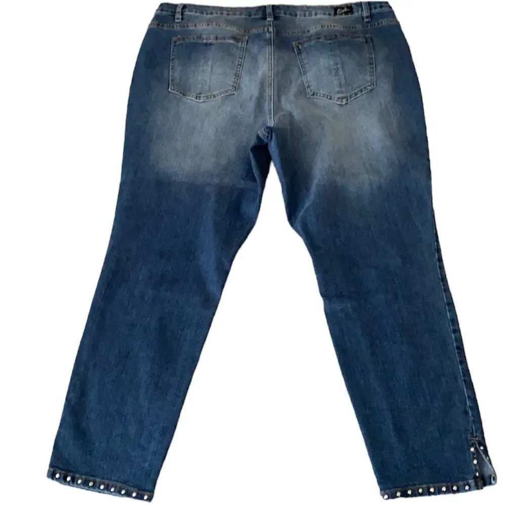 ✨3xHP✨Earl Jean Studded-Pocket Skinny Ankle Jeans✨